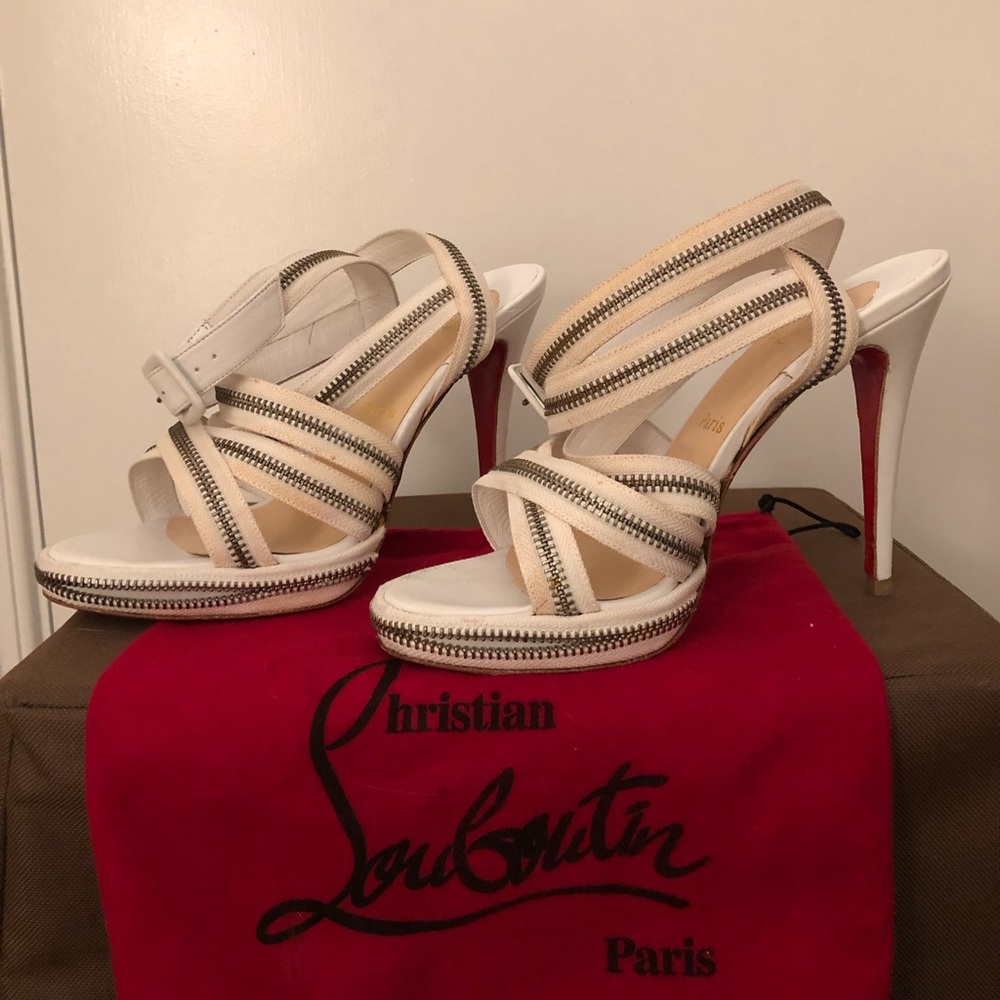 Christian Louboutin White Zipper Sandal